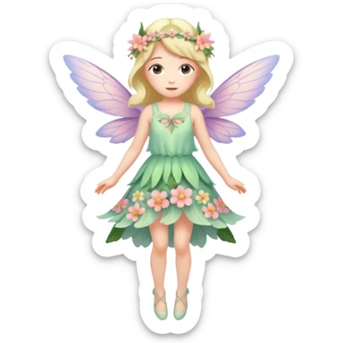 A flying flower fairy girl, full body sticker
