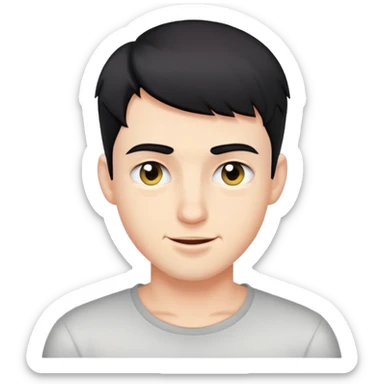 Short black haired male winking, young man with short black hair winking one eye sticker