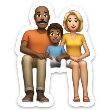 father mother and 11 years old son lying in the sofa watching flash series sticker