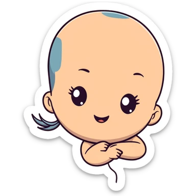 bald ugly girl with hair falling out of her head sticker