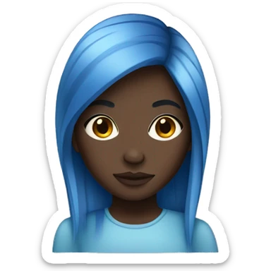 Darkskin girl with blue straight hair  sticker
