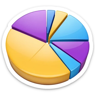 A pie chart with purple, yellow and blue colors only sticker