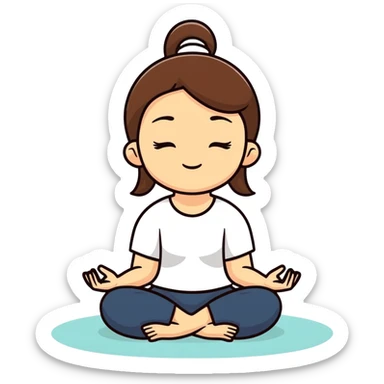 girl with brown hair mediting sticker