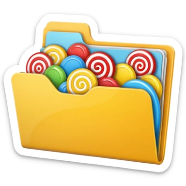 file folder with yellow candy picture on front sticker