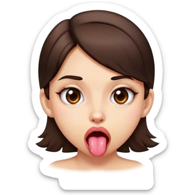 grossed out tongue out brunette pretty girl sticker