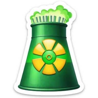nuclear power plant with a green radioactive glow, emoji style, option 3 sticker