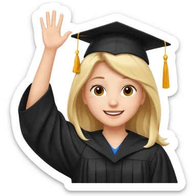 happy student raising arms sticker
