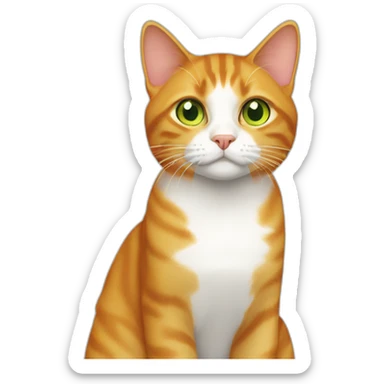 between yellow and green eyed orange tabby cat with white in her sticker