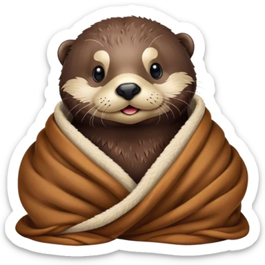 Sea otter cozy in blanket  sticker