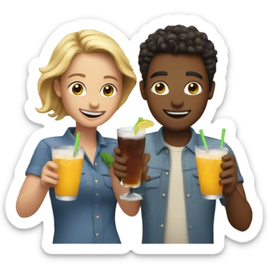 friends enjoying drinks together sticker