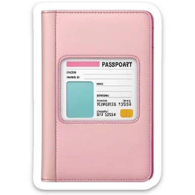 White passport cover with pastel pink boarding pass peeking out, clean composition sticker