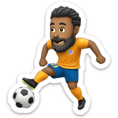 jugador de futbol con barba chutando a gol sticker