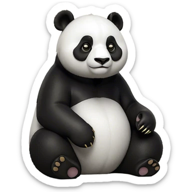 Cinematic Noble Panda Portrait Emoji, Poised and regal, with a robust, sturdy build and a strikingly contrasting black and white Fur, deep-set soulful dark eyes, Simplified yet sharp and sophisticated features, highly detailed, glowing with a soft, dignified glow, high shine, intelligent and gentle, stylized with an air of bamboo forest majesty, focused and attentive, soft glowing outline, capturing the essence of a watchful and confident companion, so majestic it feels as though it could lumber out of the screen with effortless authority! sticker