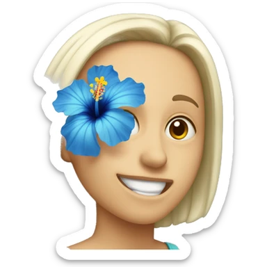 one blue hibiscus flower  sticker