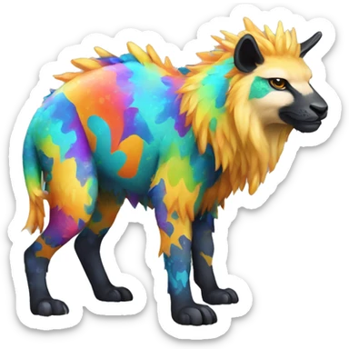 a colorful edgy vernid-fionbri-animal-creature with splash patterns full body sticker
