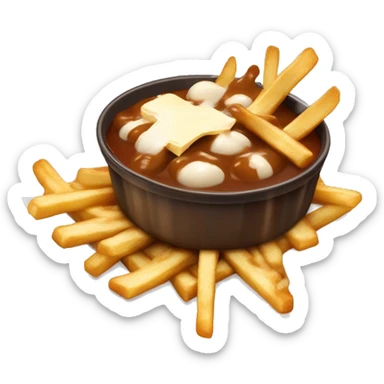 “Quebec poutine with crispy fries, melted white cheese curds, and rich brown gravy.” sticker