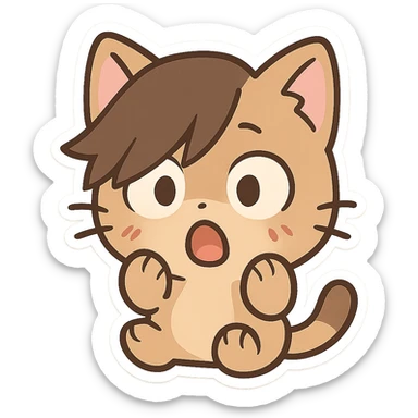 surprised cat with a strange asymmetrical haircut sticker
