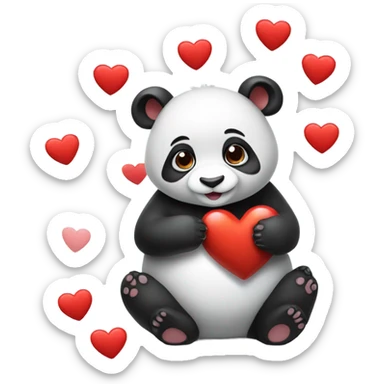 Panda with heart sticker