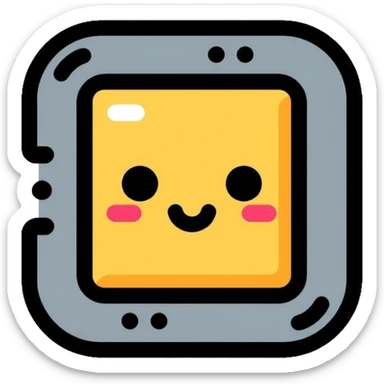 A small decorative AI chip pin with a cute face, representing a collectible AI accessory sticker