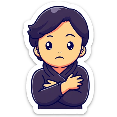 arms crossed holding neck crying girl sticker