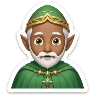 Wise elf with white beard, brown skin and cape sticker