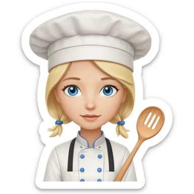 Blonde blue eyed female chef sticker
