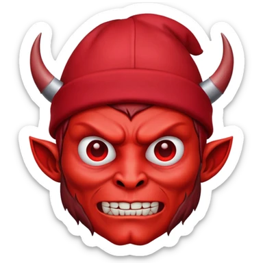 devil with red skullcaps on his face sticker