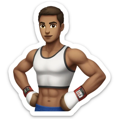 Tall brunette boxer with hazel eyes and muscular sticker