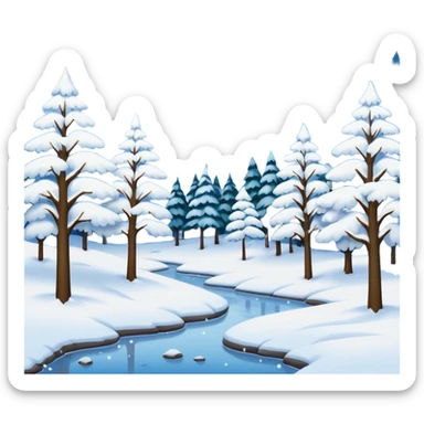 painting with snowing landscape sticker
