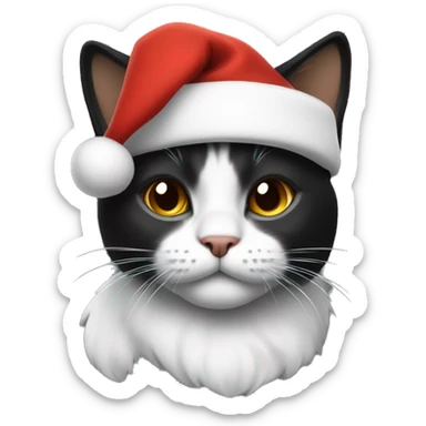 Cat colours black white bronw with santa hat sticker