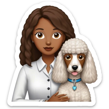 White Standard Poodle and Straight long hair brown skin Women sticker