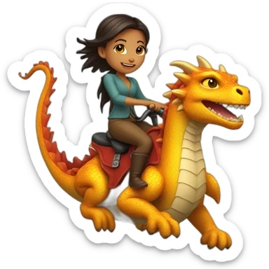 Girl Riding Dragon sticker