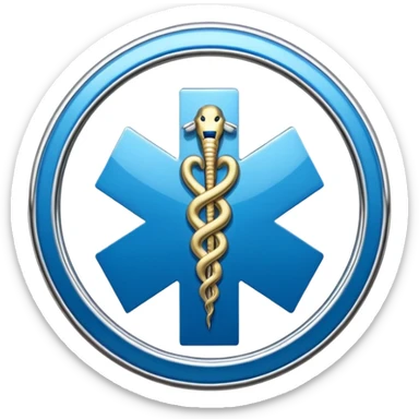 simple blue medical star of life symbol with rod and snake emblem sticker