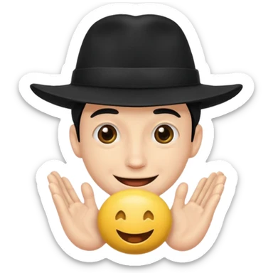 superstitious smiling man in black hat squeezing his testicles sticker