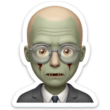 bald zombie with glasses sticker