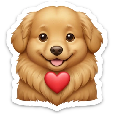 Golden retriever with a heart sticker