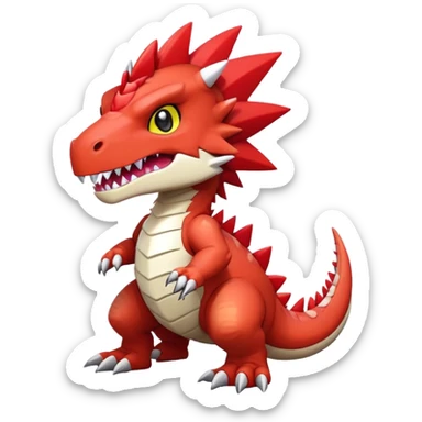 Cute Baby Chibi Digimon-Tyrantrum-Tyrunt-hybrid (full body) sticker