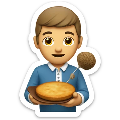 Golfer holding pancake and haggis  sticker