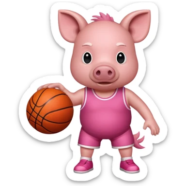 Hog holding a basketball  sticker