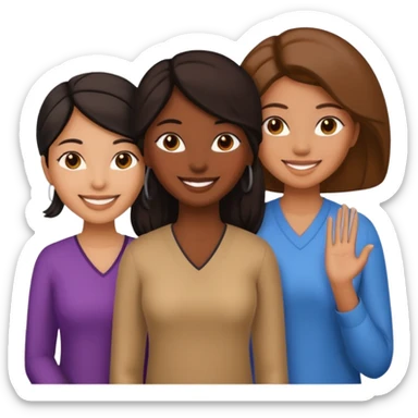 a group of 3 women, one is black, one is asian, one is indian sticker