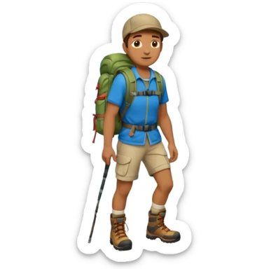 man with backpack and hiking clothes, full body sticker