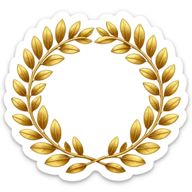 A golden laurel wreath shining with elegant metallic leaves. sticker