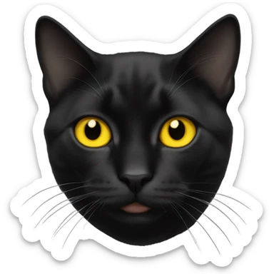 realistic black smoke cat with yellow eyes sticker