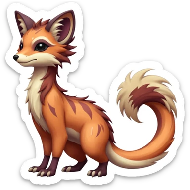 Cool beautiful pretty esoteric aesthetic randomly-colored realistic furry anthropomorphic fantasy-Vernid-creature by LiLaiRa with a long tufted tail with edgy markings (full body) sticker