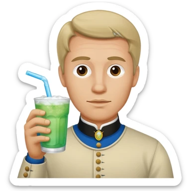 A man from the 1800’s drinking an icee  sticker