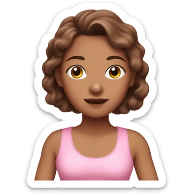 brown haired girl in pink yoga dress  sticker