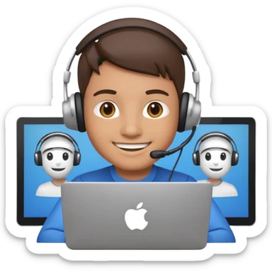video meeting via laptop smiling person  sticker