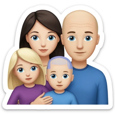 Eigene Familienbild, Frau dunkle lange Haare,  Mann Glatze und blaue Augen, kind 2 Jahre und blond und dunkle Augen  sticker