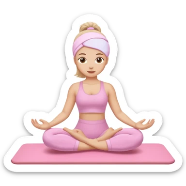 Girl doing Pilates with baby pink set sticker