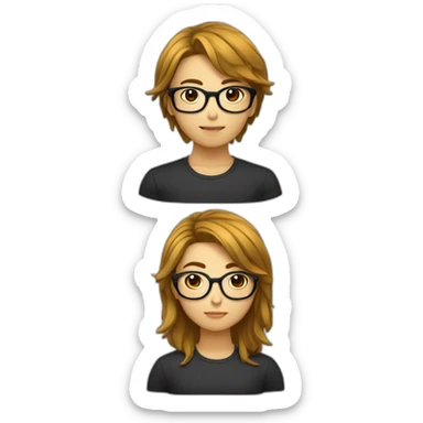 Jeune coréen au cheveux noir mi long avec lunettes sticker